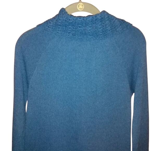 DIOR Maxi Knit Dress Sz S BLUE Turtleneck Luxe Bodycon Lounge Crochet RARE VNTG - Picture 13 of 16